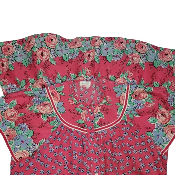 Vintage Kelly Reed Floral Print Patio Dress Sz M ? Pearl Snap Cottagecore Garden - Picture 8 of 14